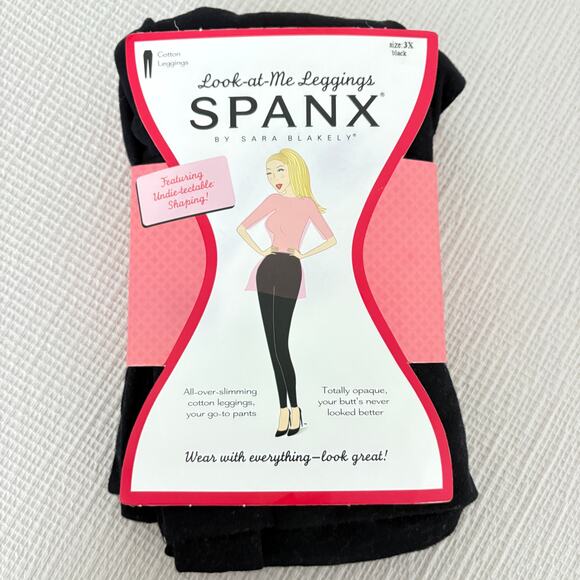 Spanx Look At Me Leggings Black Size 3X Cotton Slimming Shaping - Picture 1 of 2
